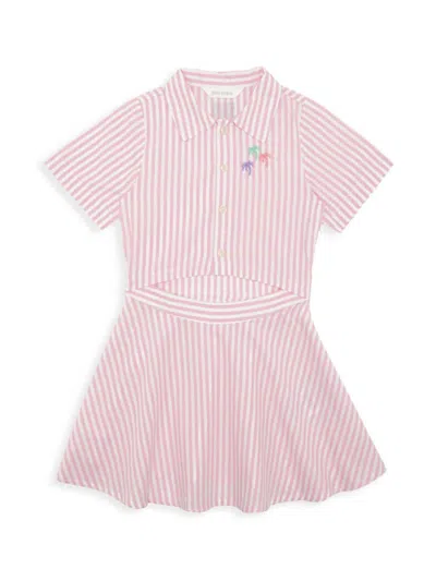 Palm Angels Babies' Little Girl's & Girl's Palms Embroidered Striped Shirtdress In Rose Quartz