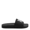 Palm Angels Black Logo Slides In Black Light Grey