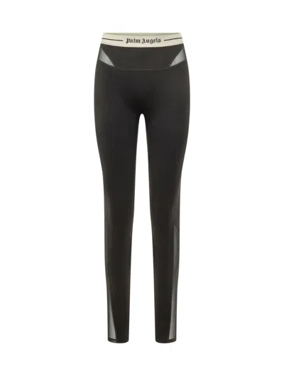 Palm Angels Logo Active Leggings In Black-cream