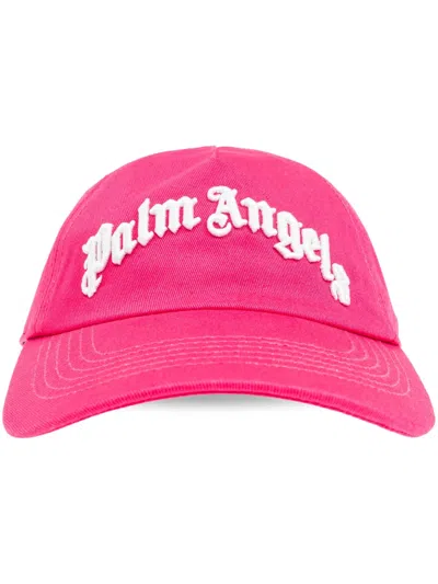 Palm Angels Logo-appliqué Cap In 323c Fuchsia - Soft Pink