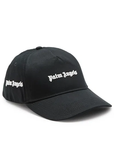 Palm Angels Logo-appliqué Cotton Cap In Black