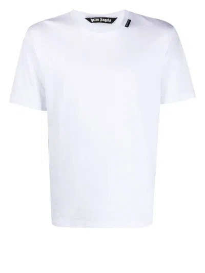 Palm Angels Logo-tag Round-neck T-shirt In White