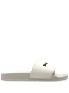 Palm Angels Beige Classic Logo Pool Slides In Neutrals