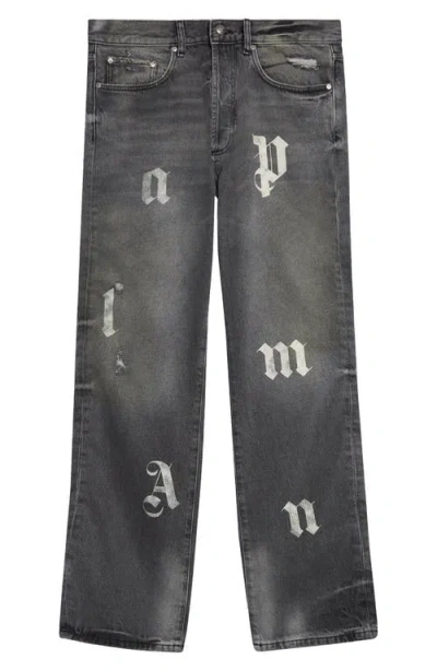 Palm Angels Bw Logo Patch 5 Pockets Black