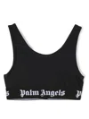 Palm Angels Logo-underband Crop Top In Black Black