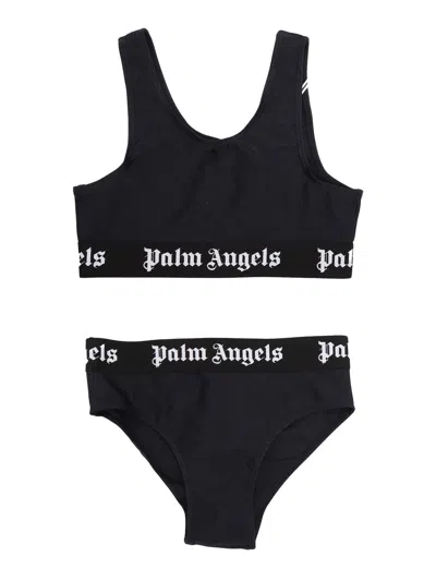 Palm Angels Kids' Logo Band Bikini Black Black