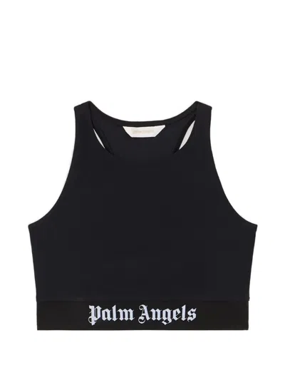 Palm Angels Black Logo Scoop Neck Top