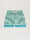 Palm Angels Womens Green Diamond-monogram Relaxed Satin Shorts In 550b Green - Ivory