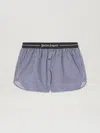 Palm Angels Classic Logo Striped Shorts In 4603 Navy Blue - Off White