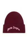 Palm Angels Curved Logo Beanie In Red