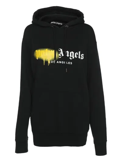 Pre-owned Palm Angels Logo Knit Hoodie In Black