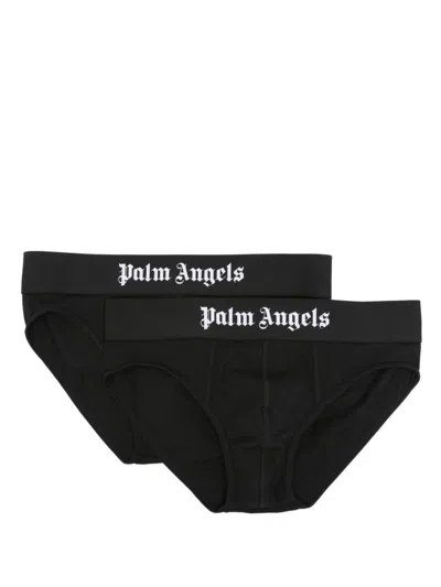 Palm Angels Logo Briefs (2-pack) In Black  
