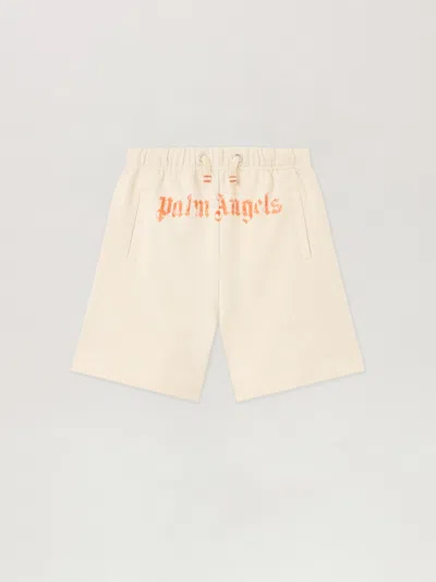 Palm Angels Kids' Brushed Logo Sweatshorts In Neutral