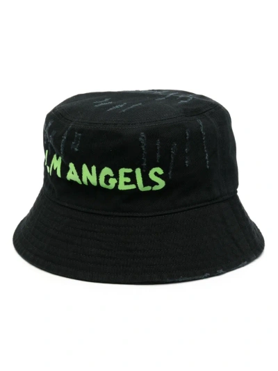 Palm Angels Logo Bucket Hat In Black