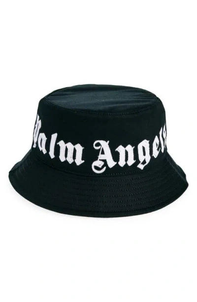 Palm Angels Logo Bucket Hat In Black Off White
