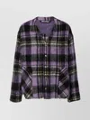 Palm Angels Over Shirt In Violet Check Wool