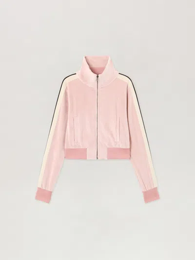 Palm Angels Logo Chenille Crop Track Jacket In Pink