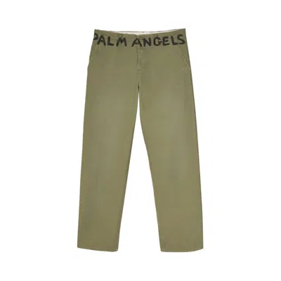 Pre-owned Palm Angels Logo Chino Pants 'military Black' | Men's Size S
