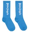 Palm Angels Logo Cotton-blend Socks In Blue White