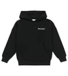 Palm Angels Logo Print Cotton Sweatshirt Hoodie In Black White