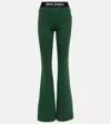 Palm Angels Flared Joggers With Contrasting Side Band In Green