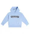 Palm Angels Logo Cotton Jersey Hoodie In Blue