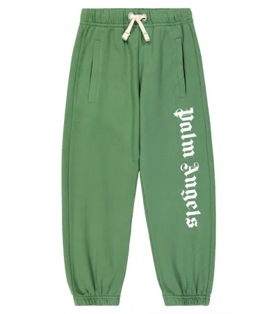 PALM ANGELS LOGO COTTON JERSEY SWEATPANTS