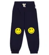 Palm Angels Logo Cotton Jersey Sweatpants In Navy Blue Lemon