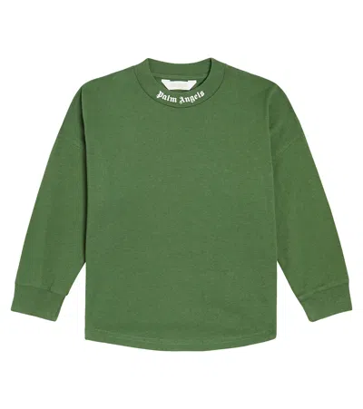 Palm Angels Kids' Logo Cotton Jersey T-shirt In Green