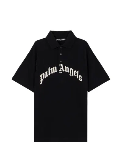 Palm Angels Logo Cotton Polo Shirt In Animal Print