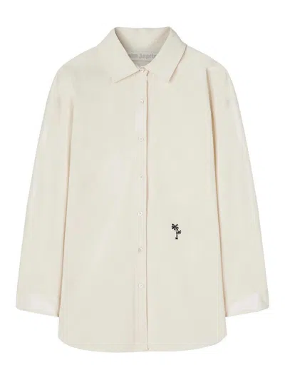 Palm Angels Shirt With Embroidered Logo In Neutral