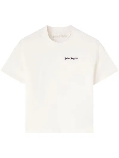 Palm Angels Logo Cotton T-shirt In Ivory