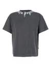 Palm Angels Gradient Gray Cotton T-shirt With Contrast Print In Gray