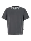 Palm Angels Gradient Gray Cotton T-shirt With Contrast Print In Gray