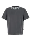 Palm Angels Gradient Gray Cotton T-shirt With Contrast Print In Gray