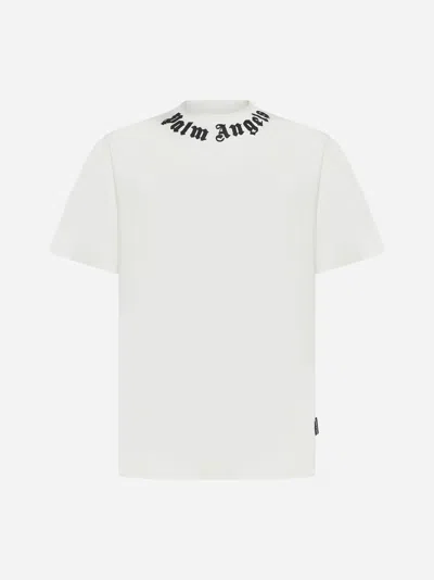 Palm Angels Logo-print Cotton T-shirt In Off White,black