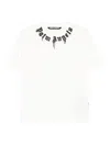 Palm Angels Classic Fit White Cotton T-shirt With Graphic Branding In White