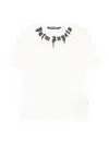 Palm Angels Classic Fit White Cotton T-shirt With Graphic Branding In White