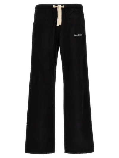 Palm Angels Logo Cotton Travel Pants In Black