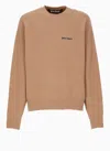 Palm Angels Logo Embroidered Crewneck Sweatshirt In Brown