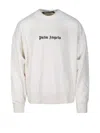 Palm Angels "classic Logo" Merino Wool And Cashmere Sweater In Off White Black