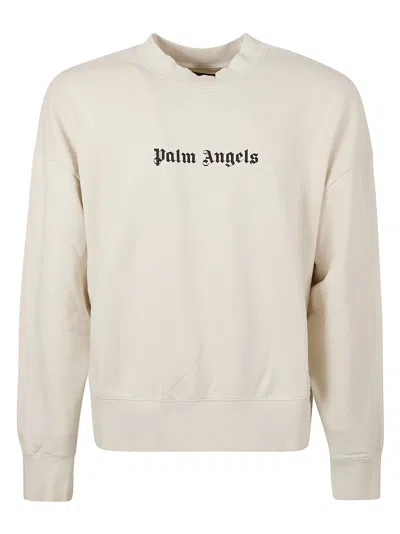 Palm Angels Logo Crewneck Sweatshirt In Off White/black