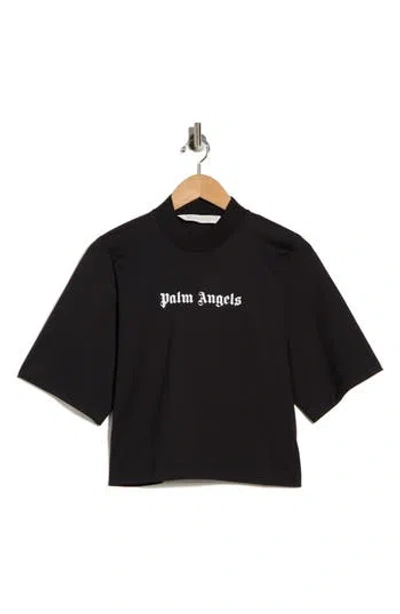 Palm Angels Logo Crop Graphic T-shirt In Black