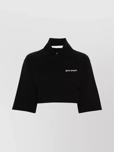 PALM ANGELS LOGO CROPPED POLO SHIRT