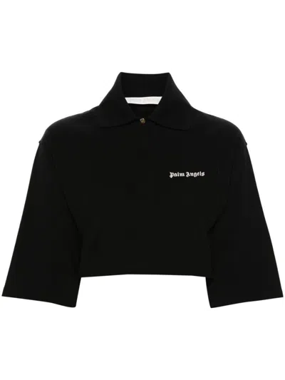 PALM ANGELS PALM ANGELS LOGO CROPPED POLO TOP
