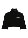 Palm Angels Black Logo Cropped Polo In Black