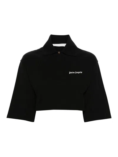 PALM ANGELS LOGO CROPPED POLO TOP