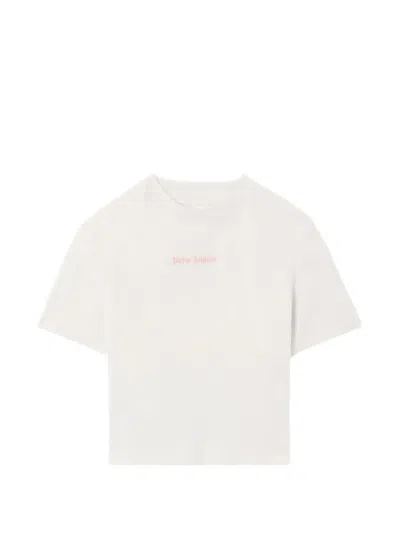 Palm Angels Logo Cropped T-shirt In White