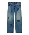 Palm Angels Logo Patch Straight Jeans In Blue