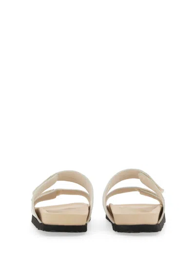 Palm Angels Logo Design Leather Sandal In White